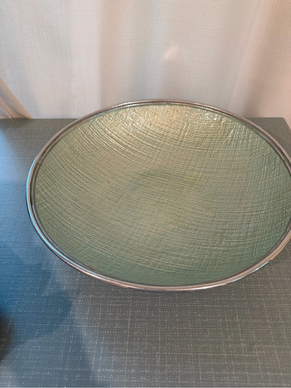 Mariposa Aqua Pearl Serving Bowl 12.5” Retired Coastal Centerpiece